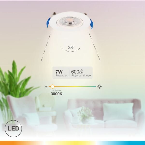 Prémiové výklopné podhledové bodové LED svítidlo 7W 510lm, teplá, kruh, 8,5cm, 3 roky