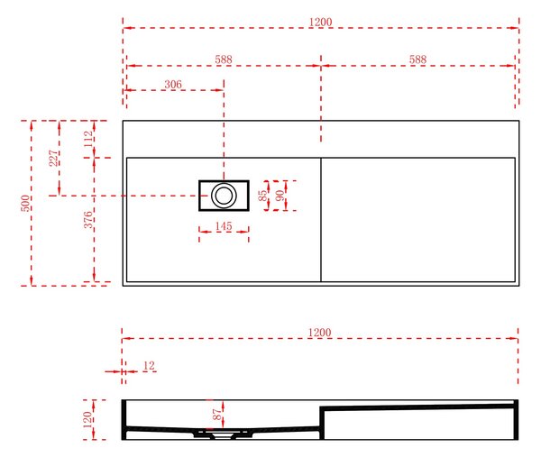 Umyvadlo s úložným prostorem TWG222 - nástěnné i na desku