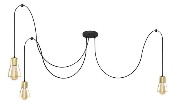 Lustr na lanku TUBE LONG 3xE27/10W/230V černá/zlatá