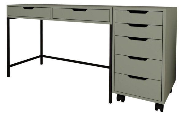 PC stolek s kancelářským kontejnerem Worky (zelená)