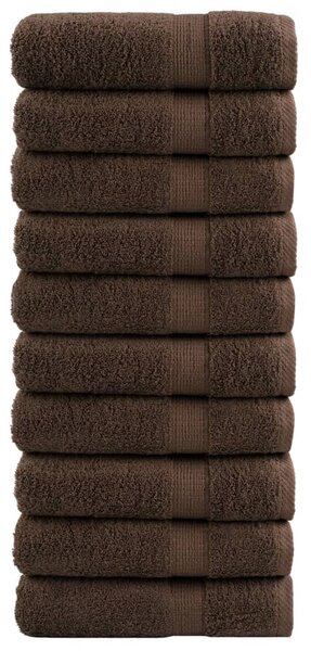 Prémiové ručníky do sprchy SOLUND 10 ks hnědé 70x140 cm 600 g/m² 137238
