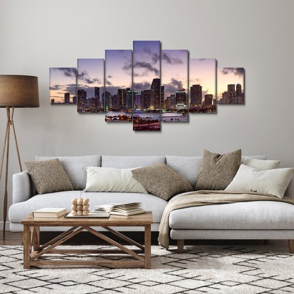 Obraz metropole s mrakodrapy (210x100 cm)