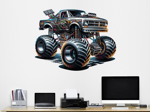 Monster truck 01 textilní přelepitelná samolepka na zeď arch 45 x 34 cm