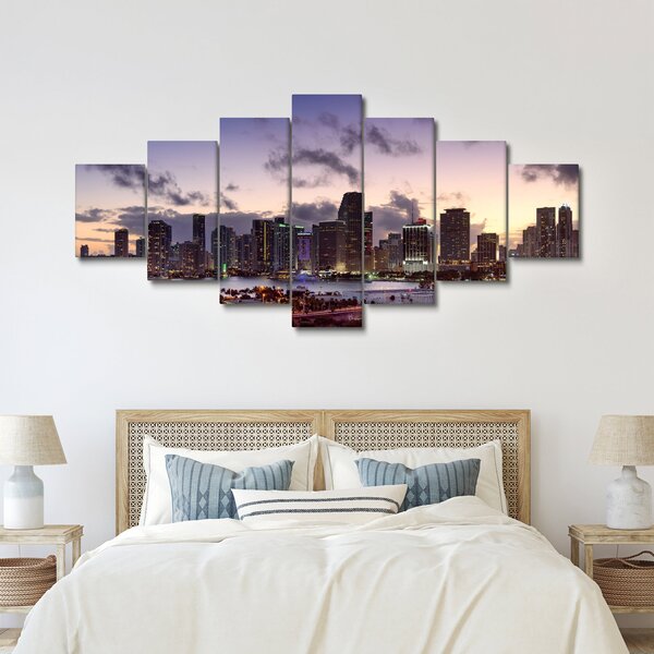 Obraz metropole s mrakodrapy (210x100 cm)