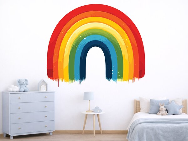 Malovaná duha textilní přelepitelná samolepka na zeď arch 45 x 38 cm