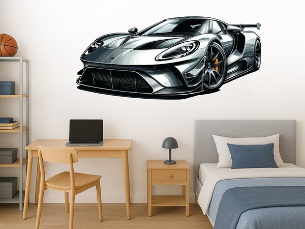 Stříbrný supersport textilní přelepitelná samolepka na zeď arch 47 x 21 cm