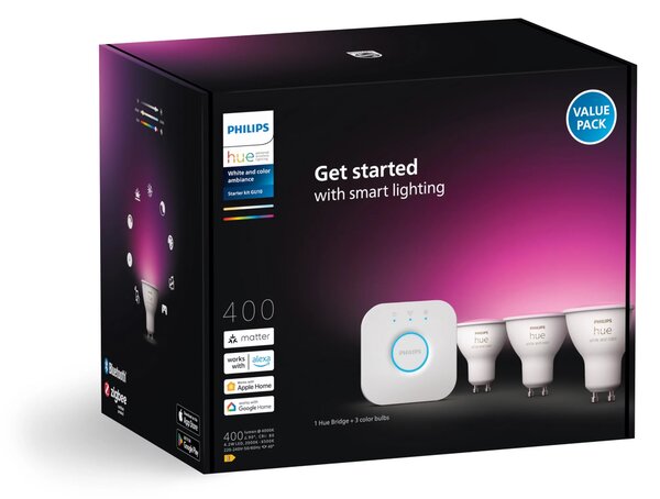 Hue Philips LED žárovka GU10 4,2W, nastavitelná bílá, 3 ks, EU