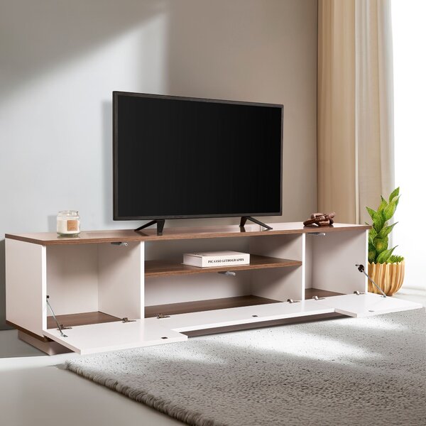 TV skříňka Verat (bílá + ořech). Akce -22%