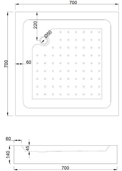 Mexen Rio čtvercová sprchová kabina 70 x 70 cm, mat, černá + vanička, bílá - 860-070-070-70-30-4510