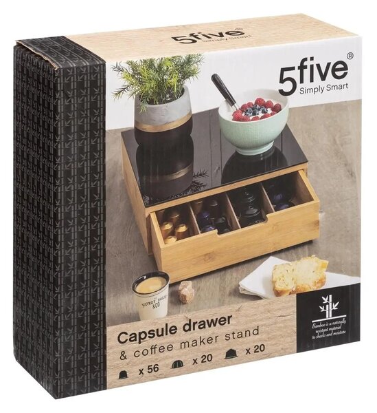 5five Simply Smart Krabička na kapsle do kávy Modern bambus/černá