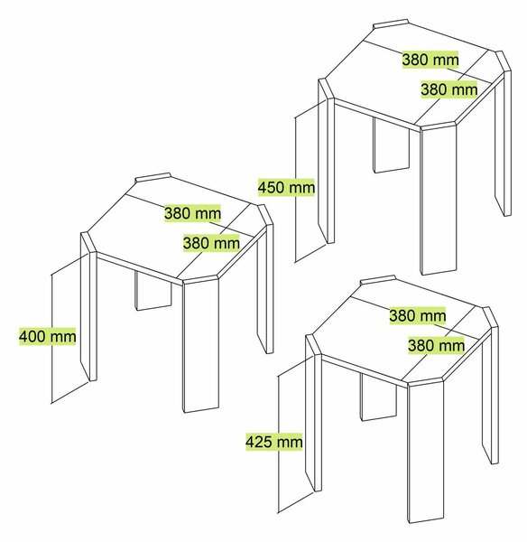 Set 3ks. konferenčních stolků Asra (travertin)