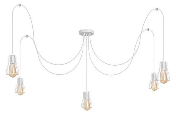 Lustr na lanku TUBE LONG 5xE27/10W/230V bílá