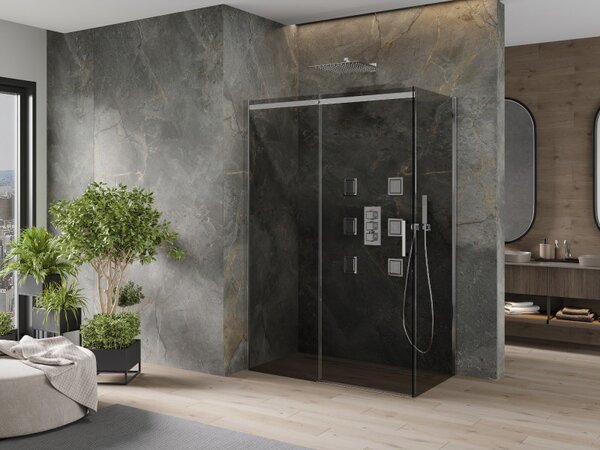 Mexen Omega sprchový kout 160x90cm, 8mm sklo, chromový profil-šedé sklo, 825-160-090-01-40