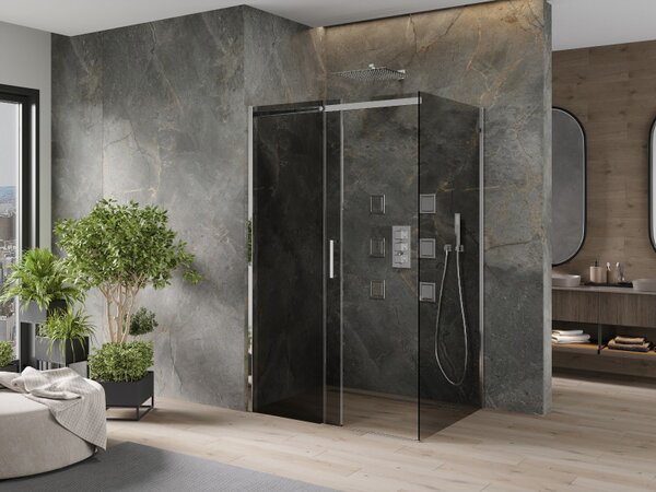 Mexen Omega sprchový kout 100x80cm, 8mm sklo, chromový profil-šedé sklo, 825-100-080-01-40