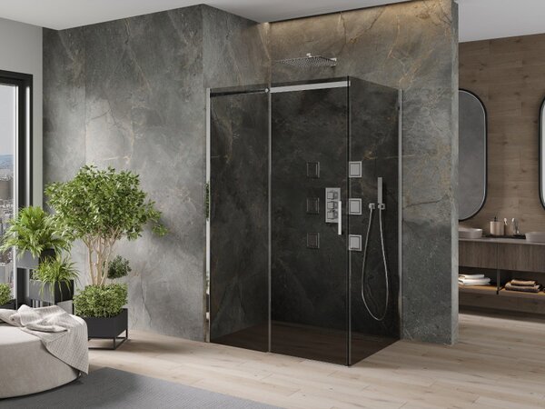 Mexen Omega sprchový kout 100x80cm, 8mm sklo, chromový profil-šedé sklo, 825-100-080-01-40