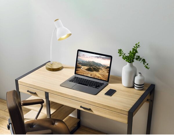 Stolní lampa v bílé a přírodní barvě s kovovým stínidlem (výška 49 cm) VERADAL – EGLO