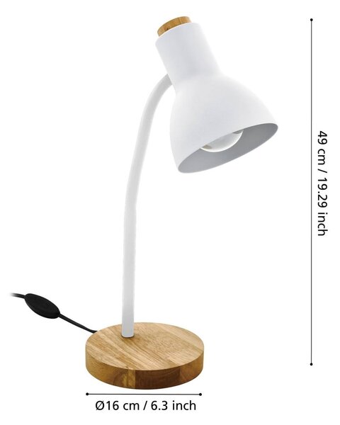 Stolní lampa v bílé a přírodní barvě s kovovým stínidlem (výška 49 cm) VERADAL – EGLO