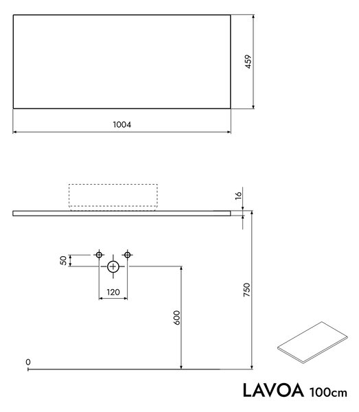 Koupelnová skříňka pod umyvadlo LAVOA 100 cm