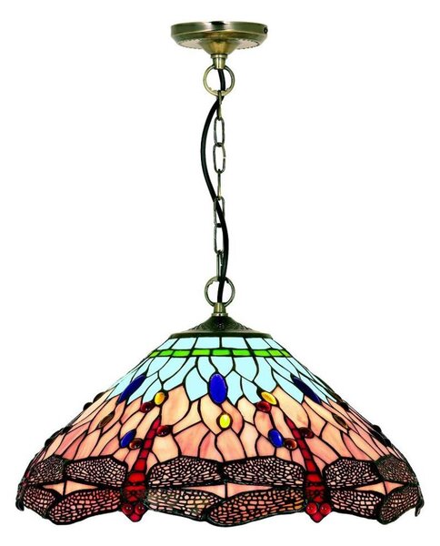 Searchlight 1283-16 - Tiffany lustr na řetězu DRAGONFLY 1xE27/60W/230V