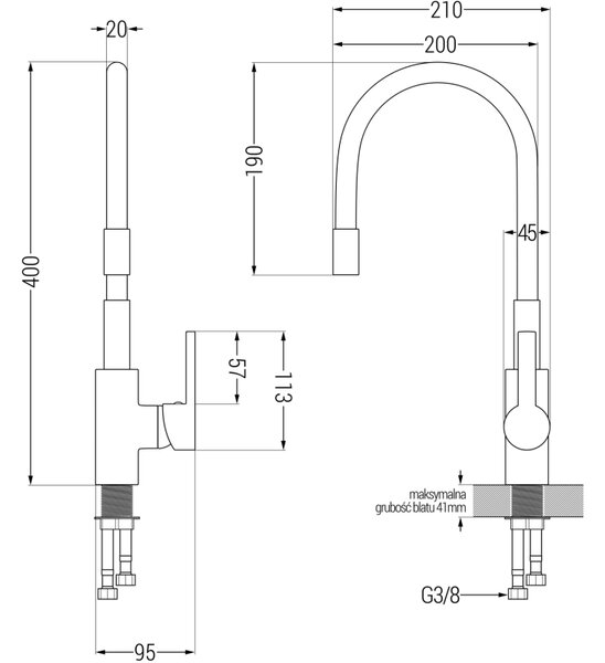 Mexen FLEX - Vysoká baterie/dřezová, Bílá/Chrom, 670900-02