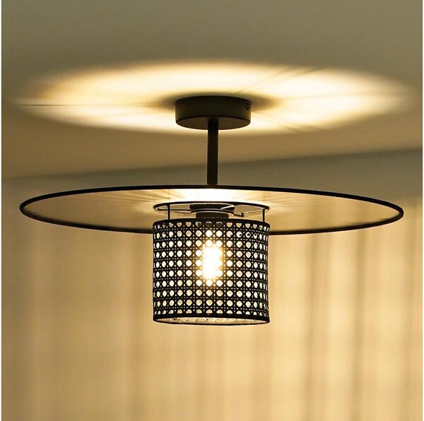 Duolla - Přisazený lustr TOKYO RATTAN 1xE27/15W/230V pr. 50 cm černá/stříbrná