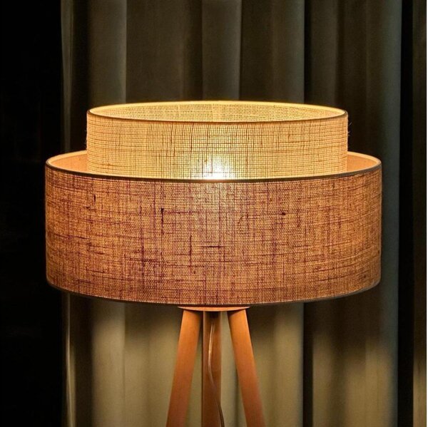 Duolla - Stojací lampa YUTE BOHO 1xE27/15W/230V pr. 45 cm hnědá/krémová