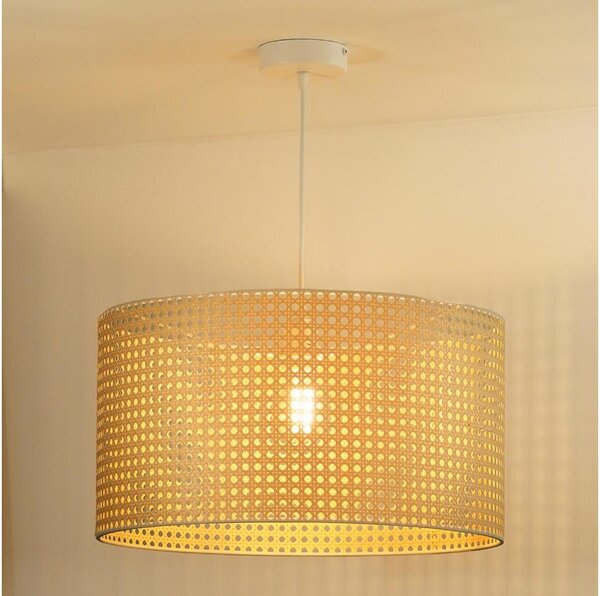 Duolla - Lustr na lanku ROLLER RATTAN 1xE27/15W/230V pr. 45 cm béžová