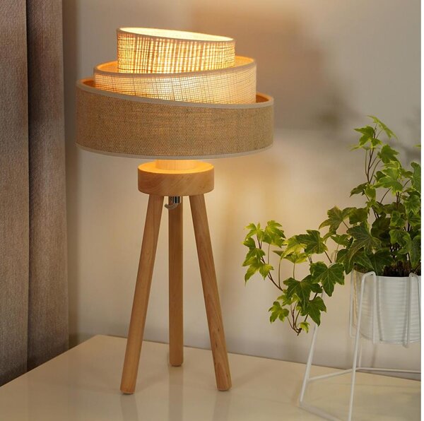 Duolla - Stolní lampa YUTE TRIO 1xE27/15W/230V pr. 25 cm hnědá/šedá/béžová