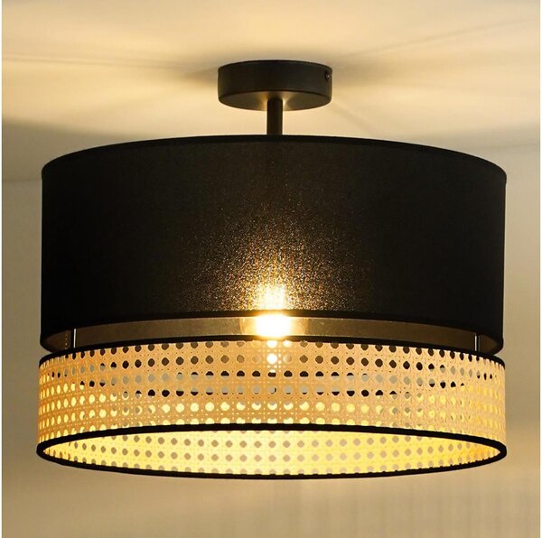 Duolla - Přisazený lustr DOUBLE RATTAN 1xE27/15W/230V pr. 40 cm černá/béžová