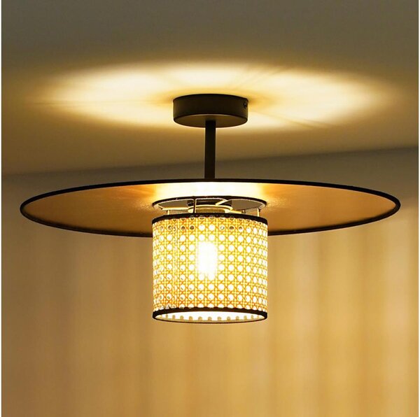 Duolla - Přisazený lustr TOKYO RATTAN 1xE27/15W/230V pr. 50 cm zlatá/ratan