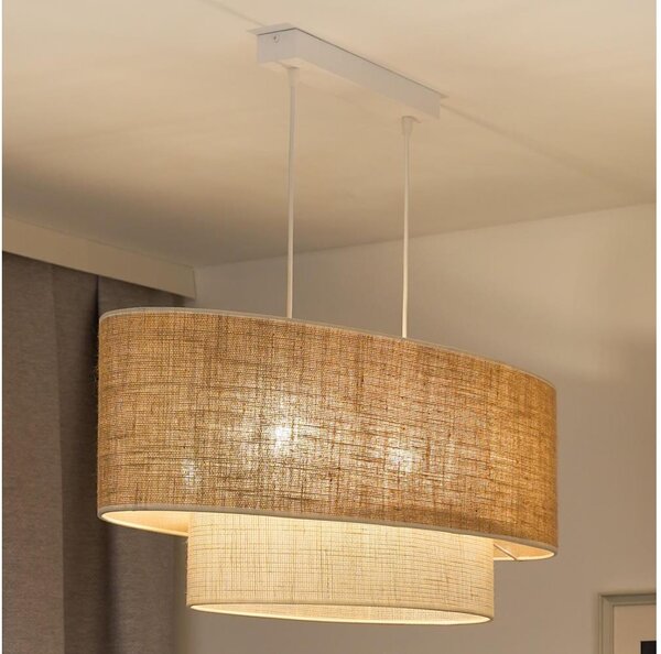 Duolla - Lustr na lanku DOUBLE OVAL YUTE 2xE27/15W/230V hnědá/krémová