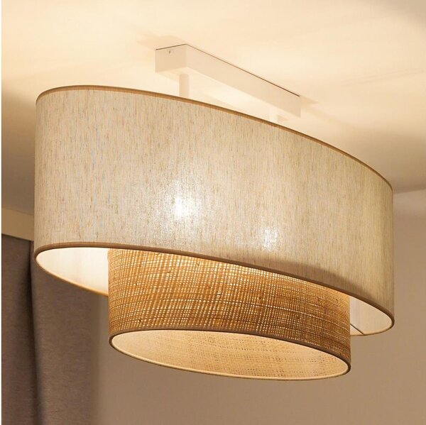 Duolla - Přisazený lustr DOUBLE OVAL NATURE 2xE27/15W/230V krémová/béžová