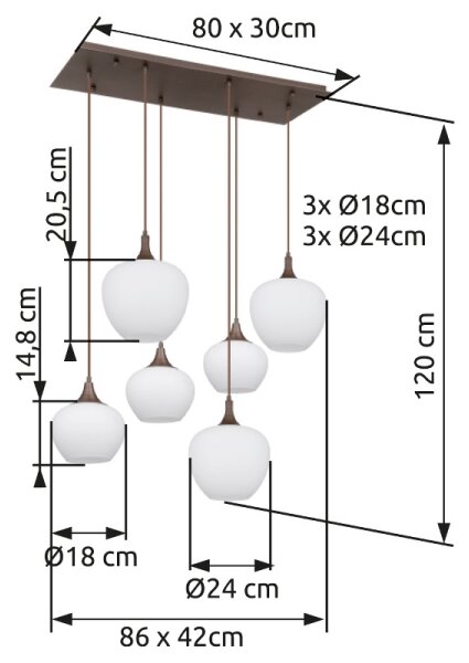 Globo 15548-6HC - Lustr na lanku MAXY 6xE27/40W/230V bílá
