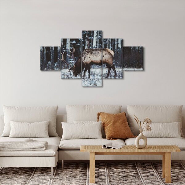 Obraz - jelen v zimě (125x70 cm)