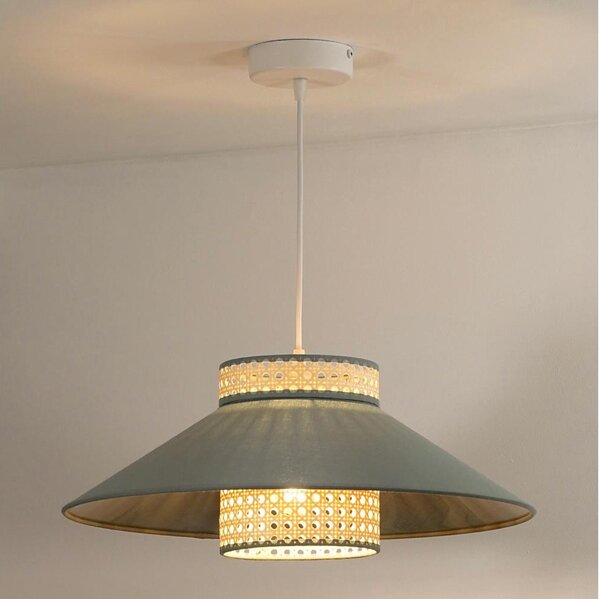 Duolla - Lustr na lanku RIO RATTAN 1xE27/15W/230V pr. 45 cm zelená/ratan