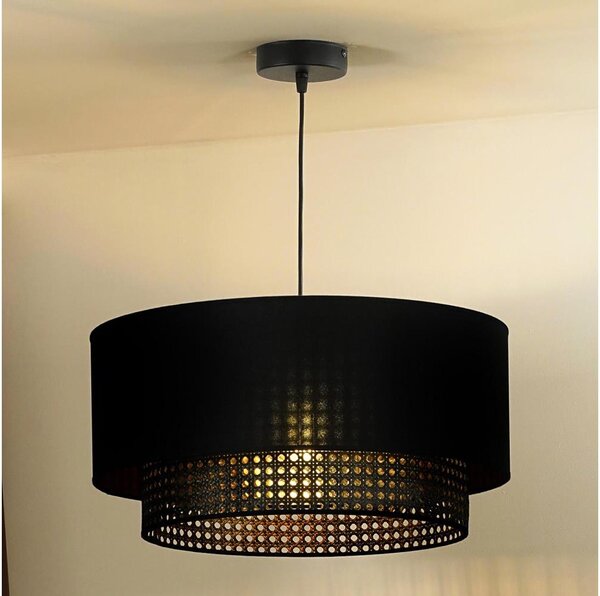 Duolla - Lustr na lanku BOHO RATTAN 1xE27/15W/230V pr. 45 cm černá