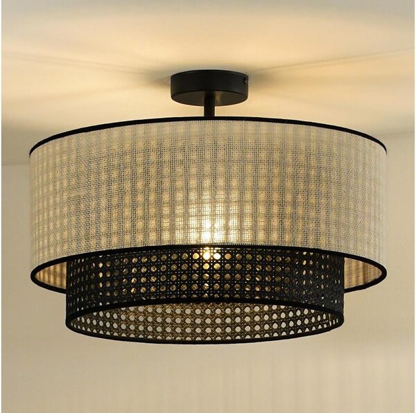 Duolla - Přisazený lustr RATTAN YUTE 1xE27/15W/230V pr. 45 cm krémová/černá