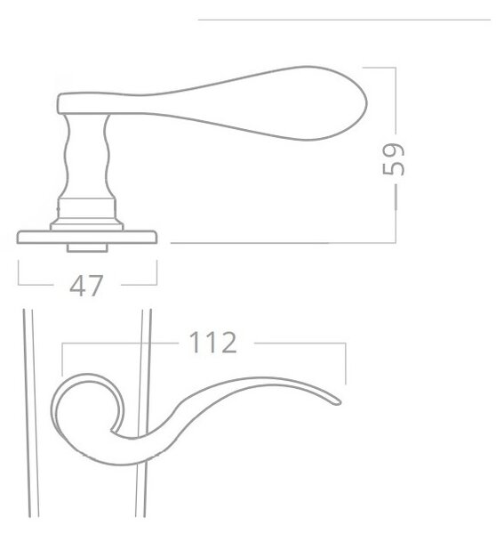 AC-T SERVIS Dveřní klika KAMPA bronz - oválné štítové kování 72 mm Provedení štítu: Koule/klika - levá