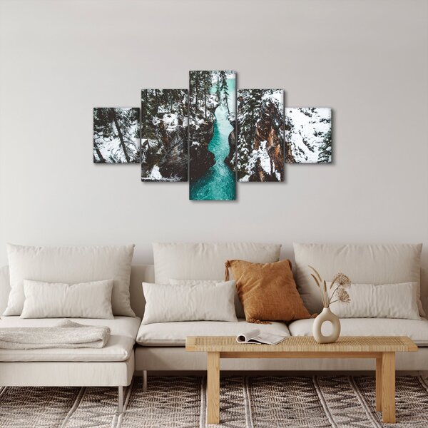 Obraz - horská řeka v zimě (125x70 cm)