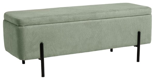 Zelená čalouněná lavice Somcasa Viena 120 cm s úložným prostorem
