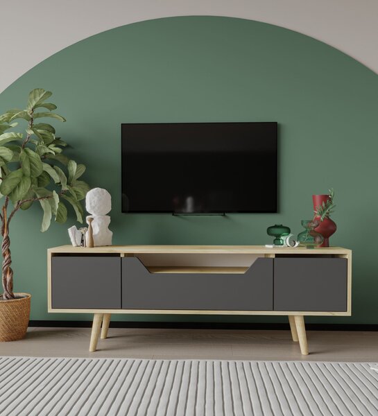 TV skříňka Romia (dub safírový + antracit). Akce -25%