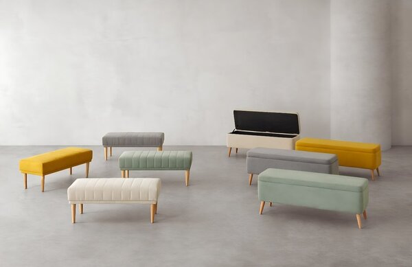 Zelená čalouněná lavice Somcasa Zurich 120 cm s úložným prostorem