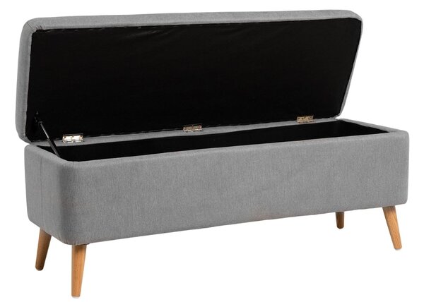 Šedá čalouněná lavice Somcasa Zurich 120 cm s úložným prostorem