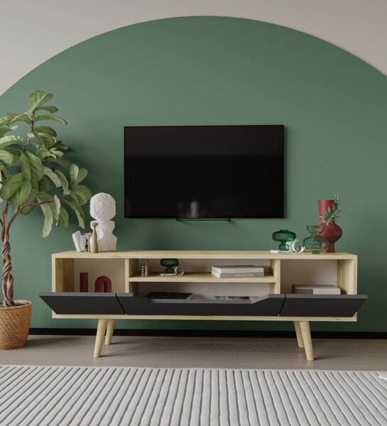 TV skříňka Romia (dub safírový + antracit). Akce -25%