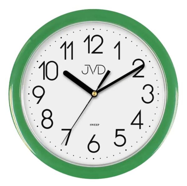 JVD Zelené plastové nástěnné netikající tiché hodiny JVD HP612.13