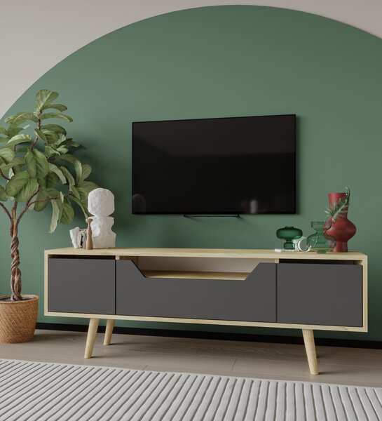 TV skříňka Romia (dub safírový + antracit). Akce -25%