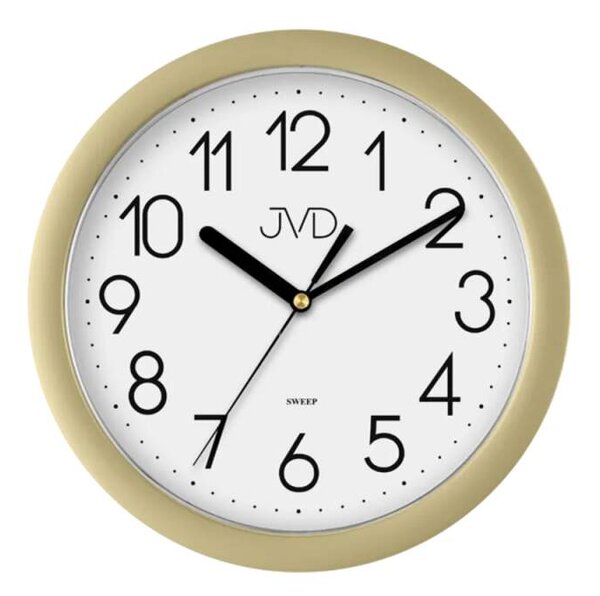 JVD Plastové netikající tiché hodiny JVD sweep HP612.26 - zlatá