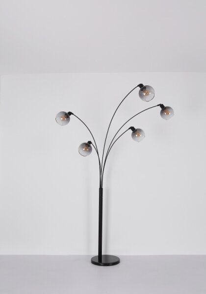 Globo 58228NBS - Stojací lampa SEYMOUR 5xE27/40W/230V kouřová