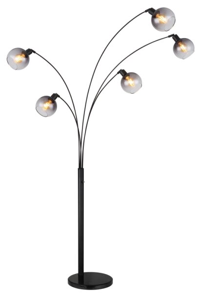 Globo 58228NBS - Stojací lampa SEYMOUR 5xE27/40W/230V kouřová