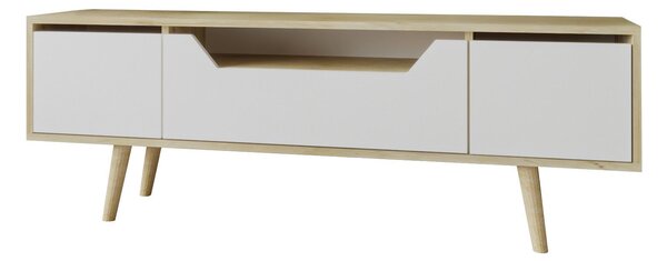 TV skříňka Romia (Dub safírový + bílá). Akce -25%